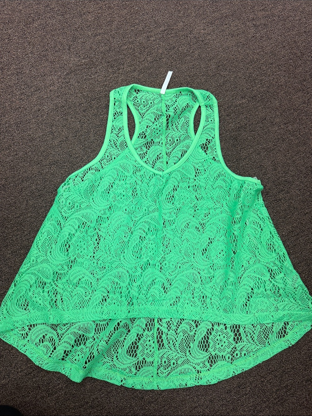 Women's Lime Green Lace Racerback Tank Top